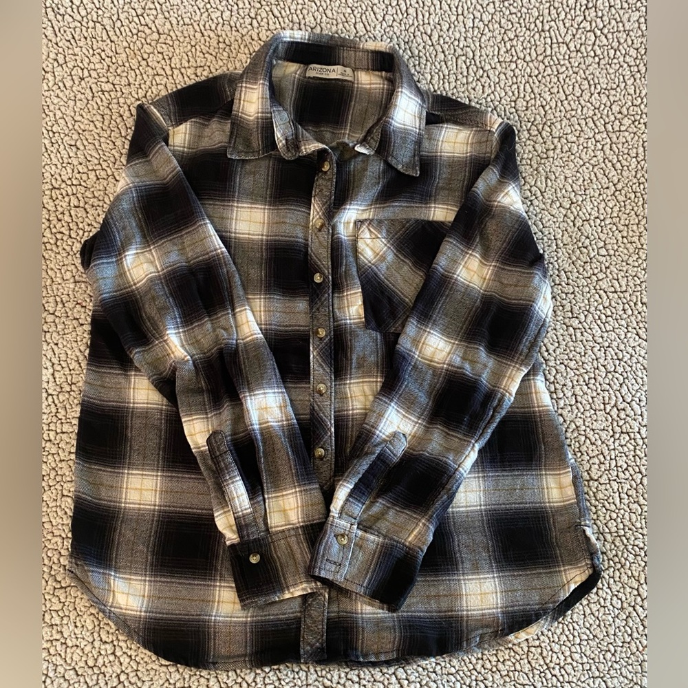 Arizona Jean Co. Juniors Size Medium Plaid Flannel Shirt Long Sleeve